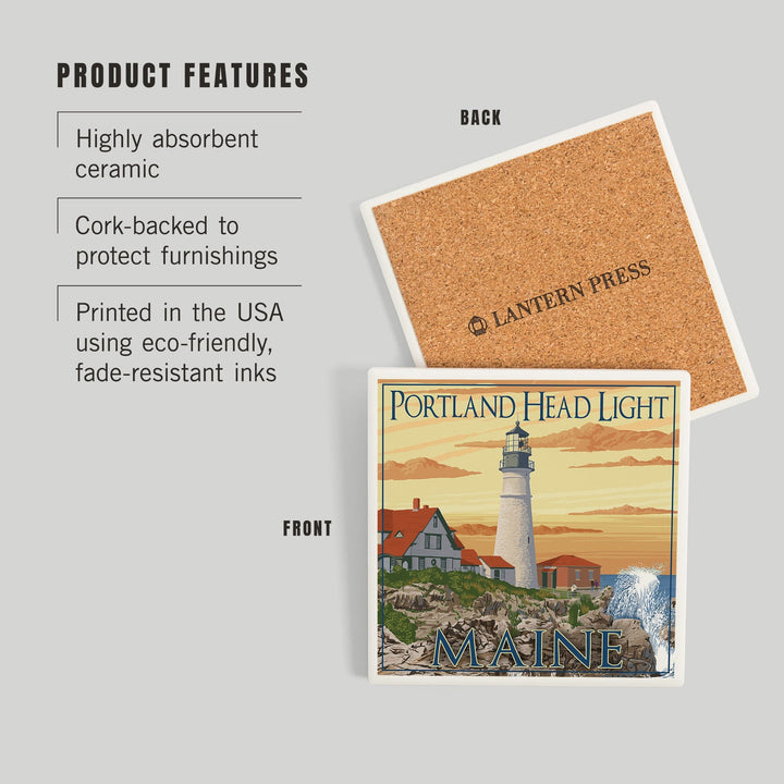 Portland, Maine, Portland Head Light, Coasters Coasters Lantern Press 