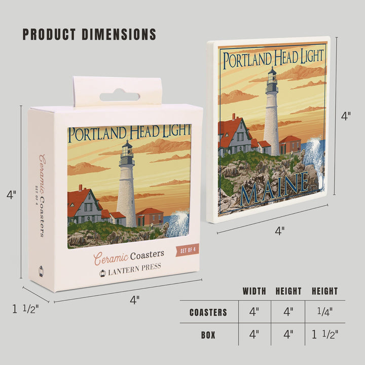 Portland, Maine, Portland Head Light, Coasters Coasters Lantern Press 
