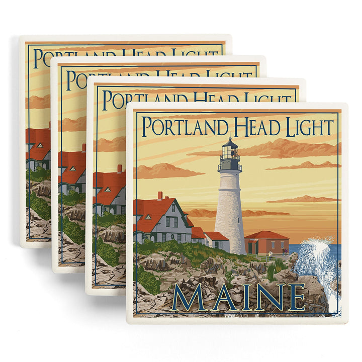 Portland, Maine, Portland Head Light, Coasters Coasters Lantern Press 