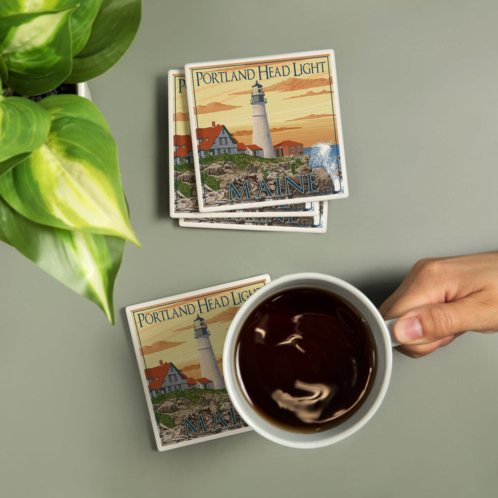 Portland, Maine, Portland Head Light, Coasters Coasters Lantern Press 