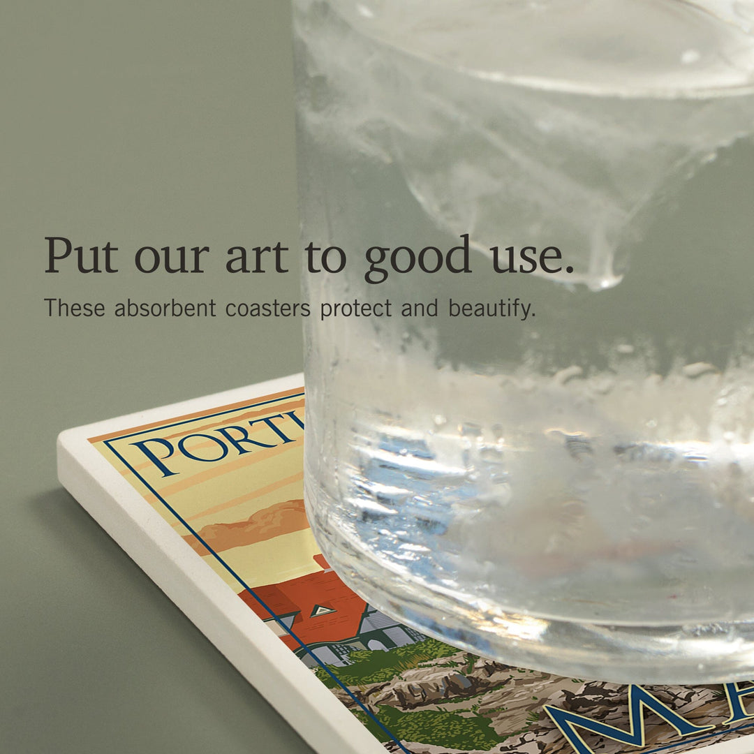 Portland, Maine, Portland Head Light, Coasters Coasters Lantern Press 
