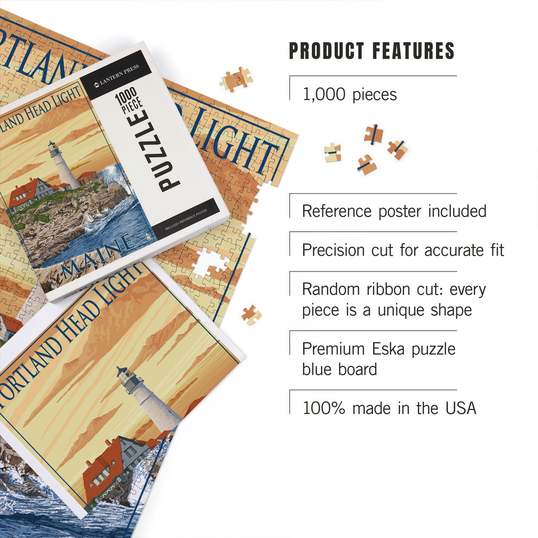 Portland, Maine, Portland Head Light, Jigsaw Puzzle Puzzle Lantern Press 