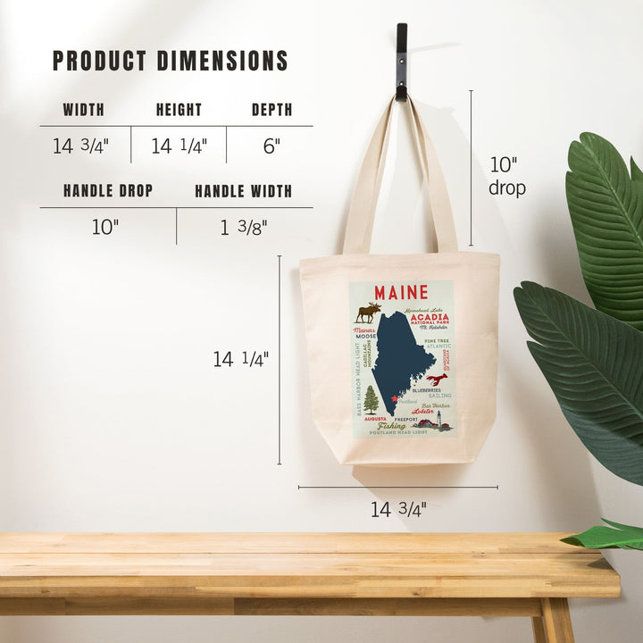 Portland, Maine, Typography and Icons, Tote Bag Totes Lantern Press 