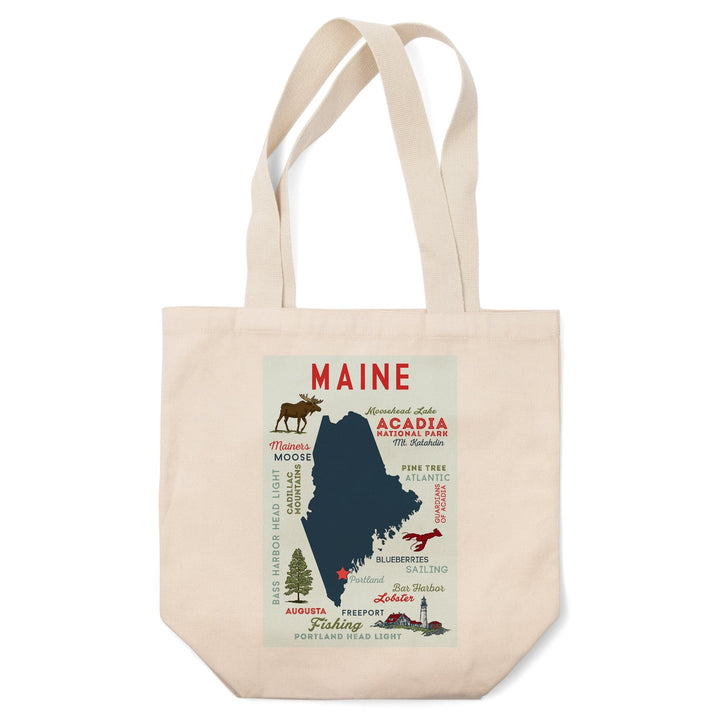 Portland, Maine, Typography and Icons, Tote Bag Totes Lantern Press 