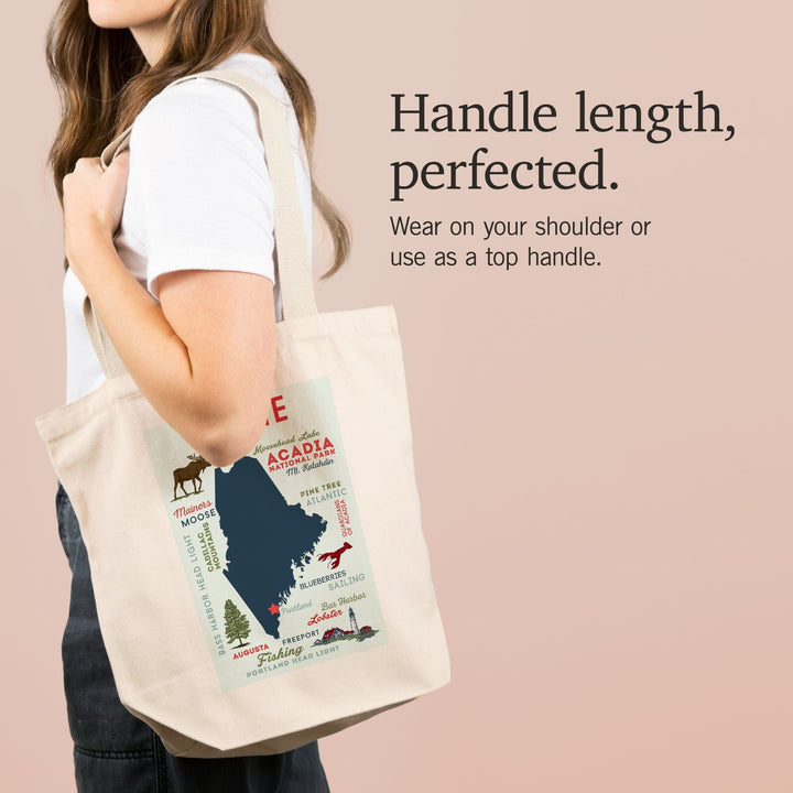 Portland, Maine, Typography and Icons, Tote Bag Totes Lantern Press 
