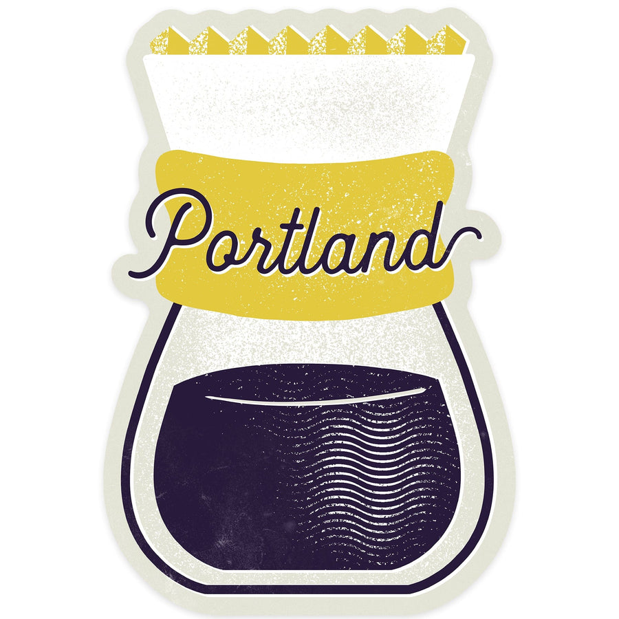 Portland, Oregon, Ate My Way Collection, Pour Over Coffee, Food and Typography, Contour, Vinyl Sticker Sticker Lantern Press 