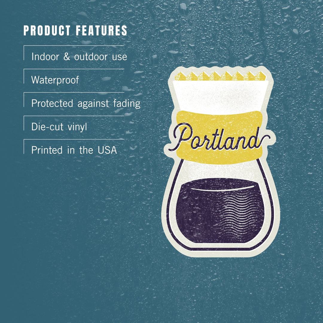 Portland, Oregon, Ate My Way Collection, Pour Over Coffee, Food and Typography, Contour, Vinyl Sticker Sticker Lantern Press 