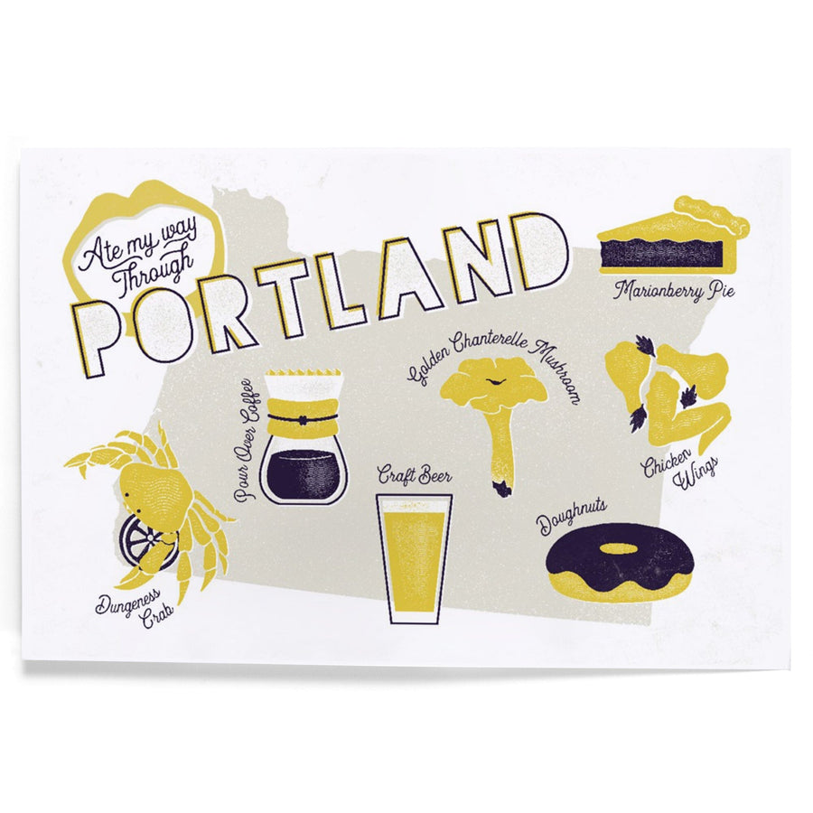 Portland, Oregon, Ate My Way Collection, State Menu, Art & Giclee Prints Art Lantern Press 