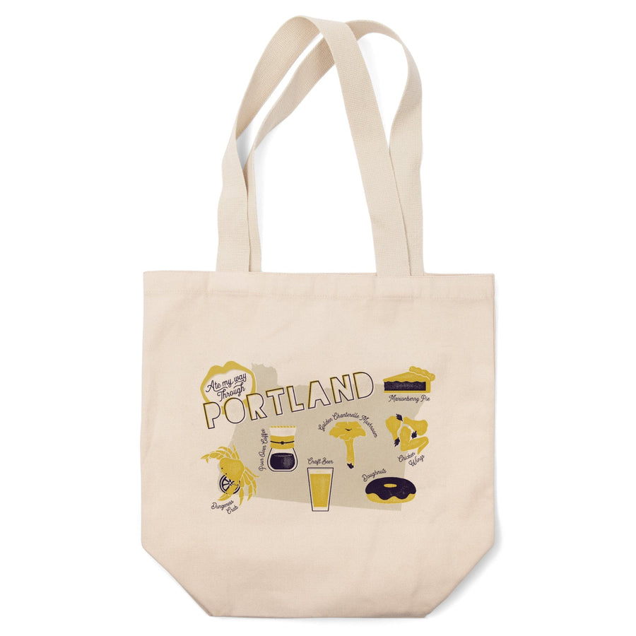 Portland, Oregon, Ate My Way Collection, State Menu, Tote Bag Totes Lantern Press 