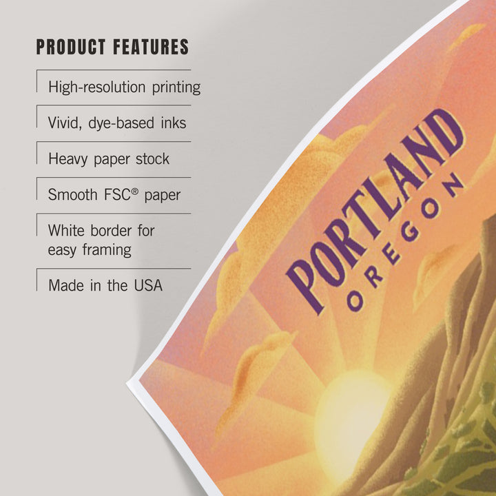 Portland, Oregon, Bear and Spring Flowers, Lithograph, Art & Giclee Prints Art Lantern Press 