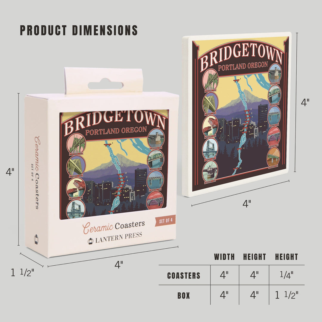 Portland, Oregon, Bridges of Portland, Coasters Coasters Lantern Press 