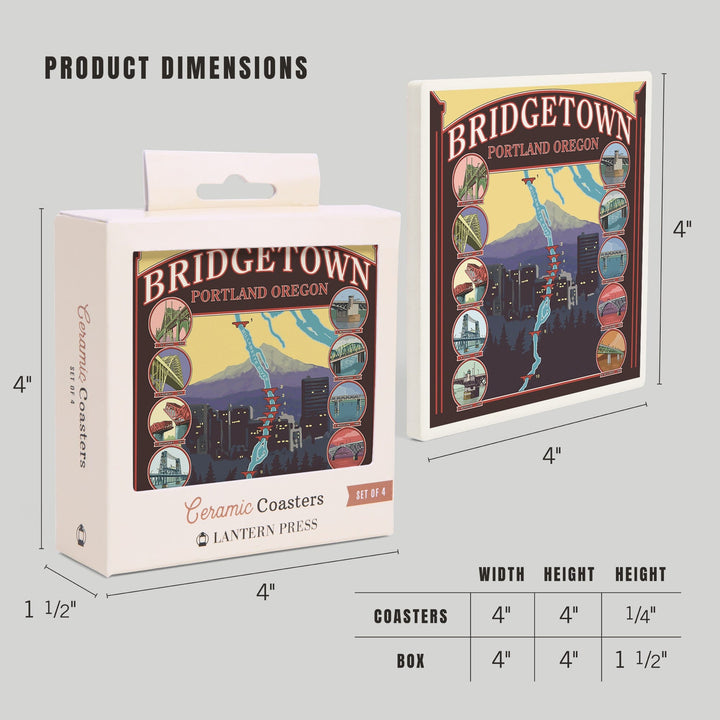 Portland, Oregon, Bridges of Portland, Coasters Coasters Lantern Press 