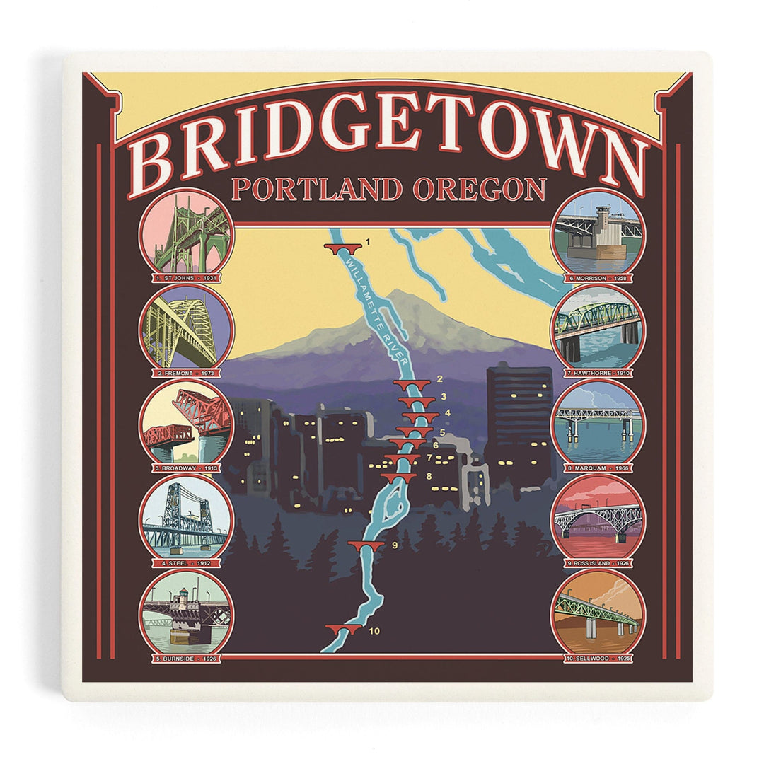Portland, Oregon, Bridges of Portland, Coasters Coasters Lantern Press 