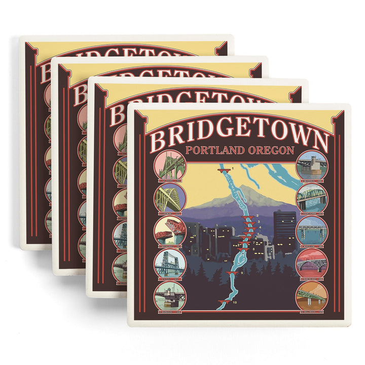 Portland, Oregon, Bridges of Portland, Coasters Coasters Lantern Press 