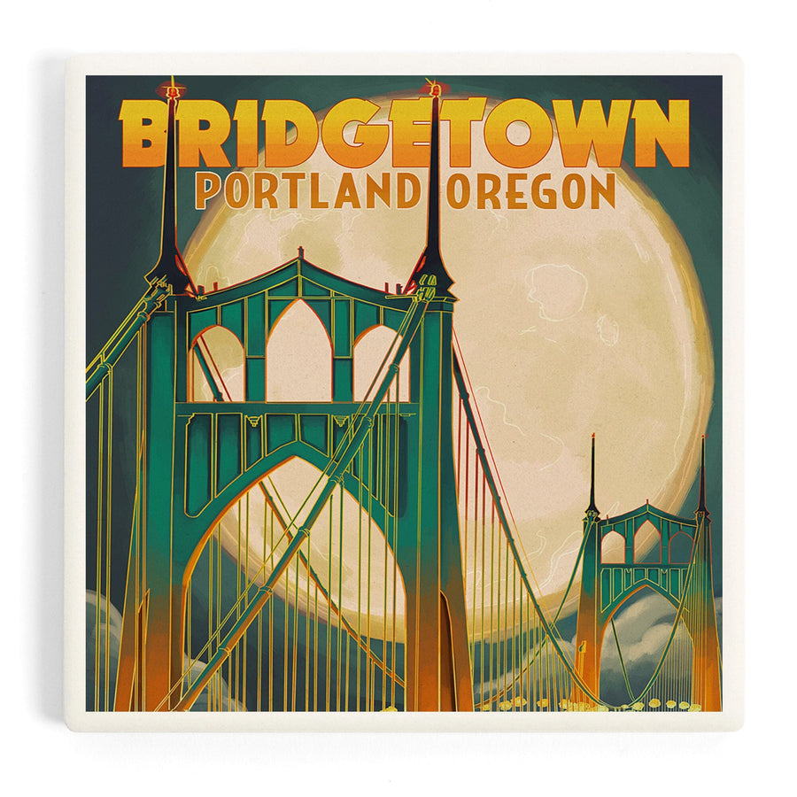 Portland, Oregon, Bridgetown and Full Moon, Coasters Coasters Lantern Press 