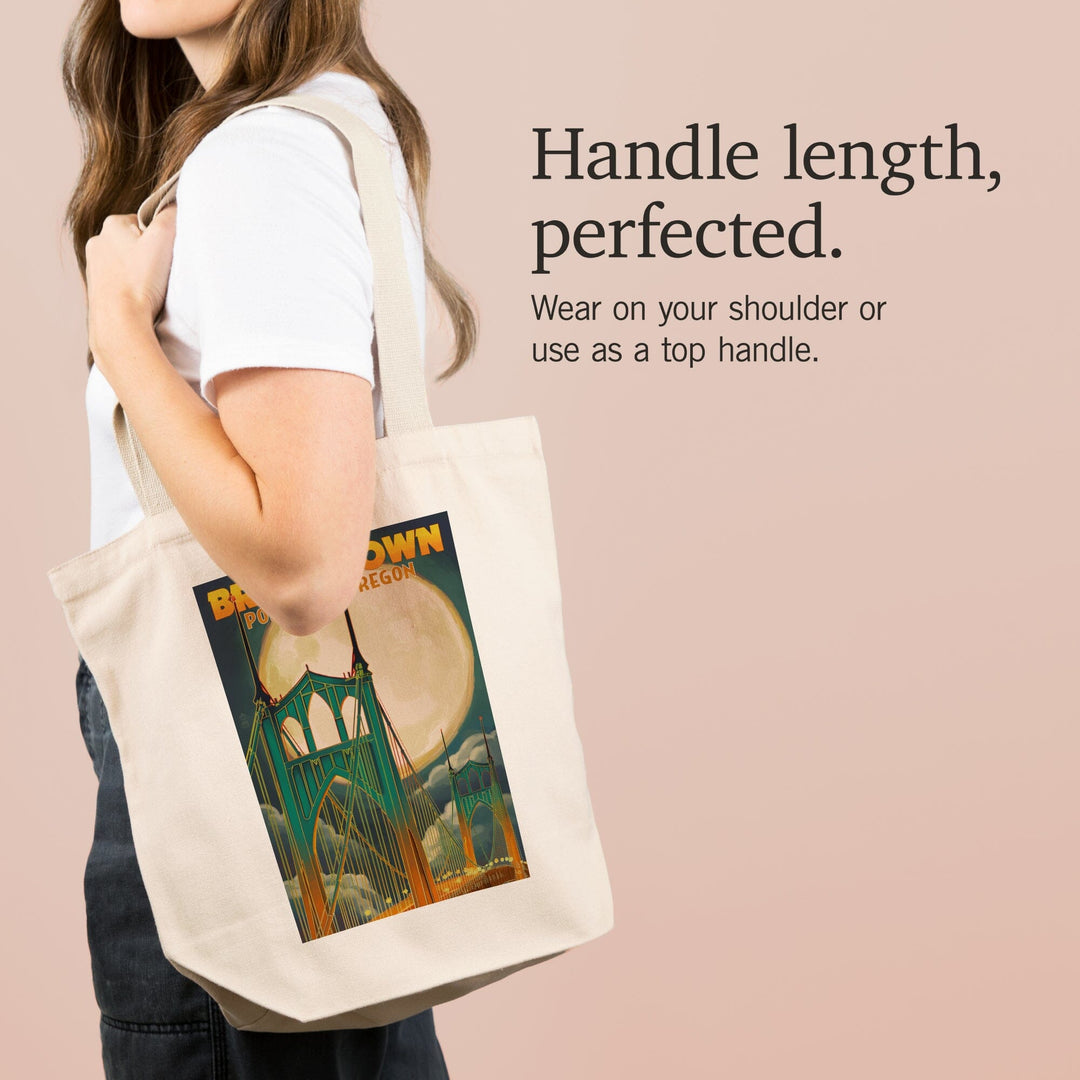 Portland, Oregon, Bridgetown and Full Moon, Tote Bag Totes Lantern Press 