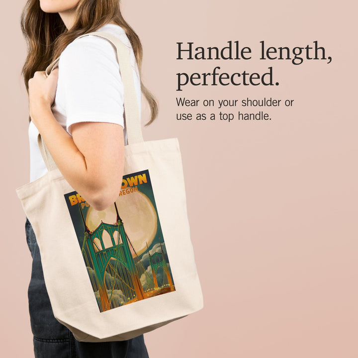 Portland, Oregon, Bridgetown and Full Moon, Tote Bag Totes Lantern Press 