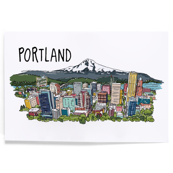 Portland, Oregon, Cityscape, Line Drawing, Art & Giclee Prints Art Lantern Press 