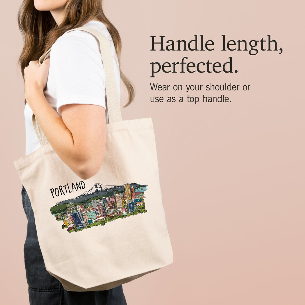 Portland, Oregon, Cityscape, Line Drawing, Tote Bag Totes Lantern Press 