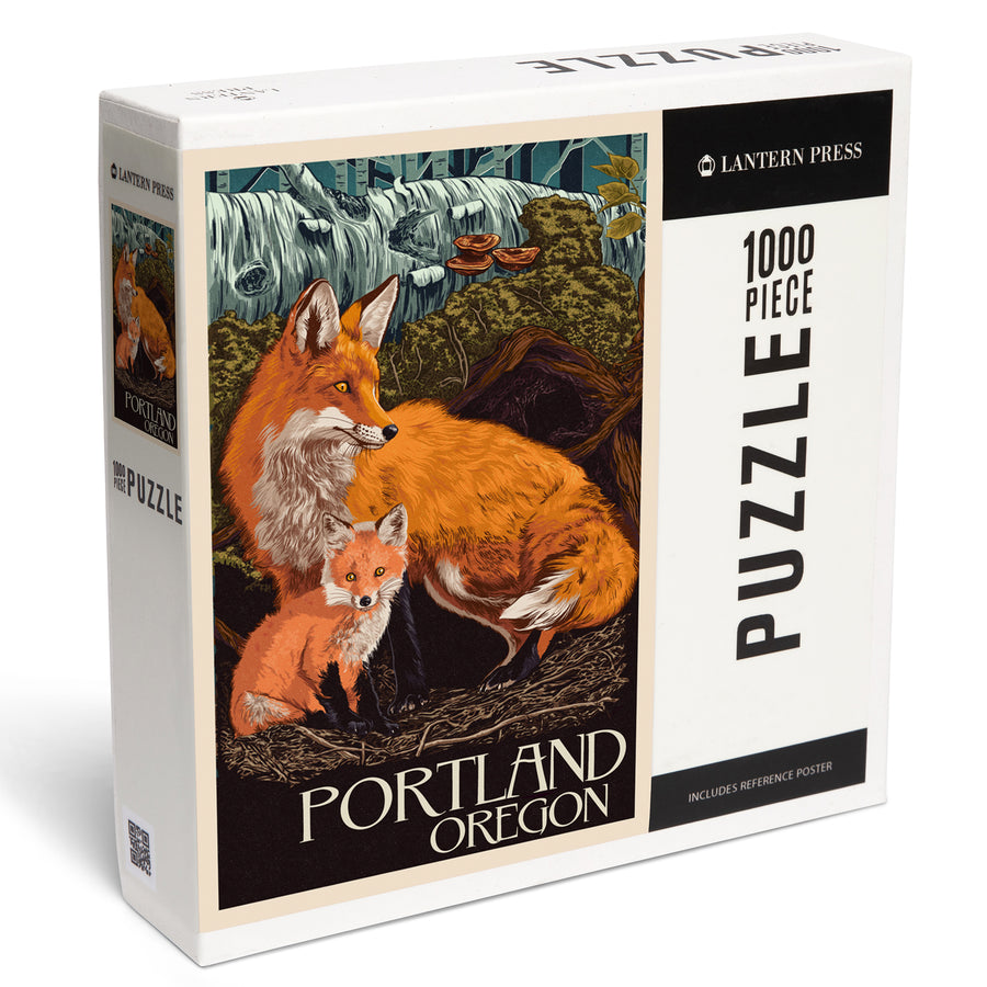 Portland, Oregon, Fox and Kit, Letterpress, Jigsaw Puzzle Puzzle Lantern Press 