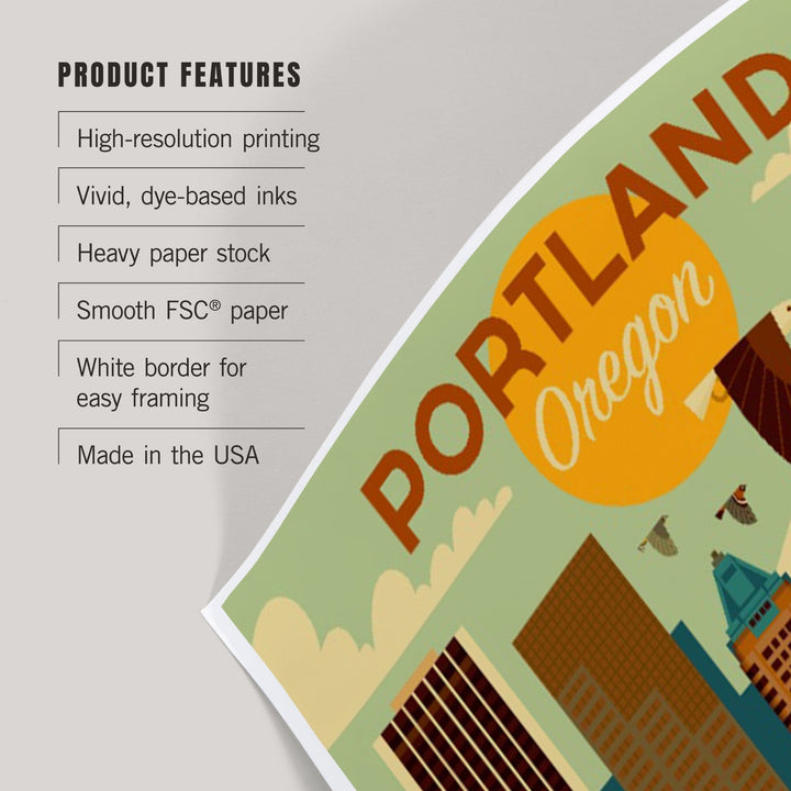 Portland, Oregon, Geometric, Art & Giclee Prints Art Lantern Press 
