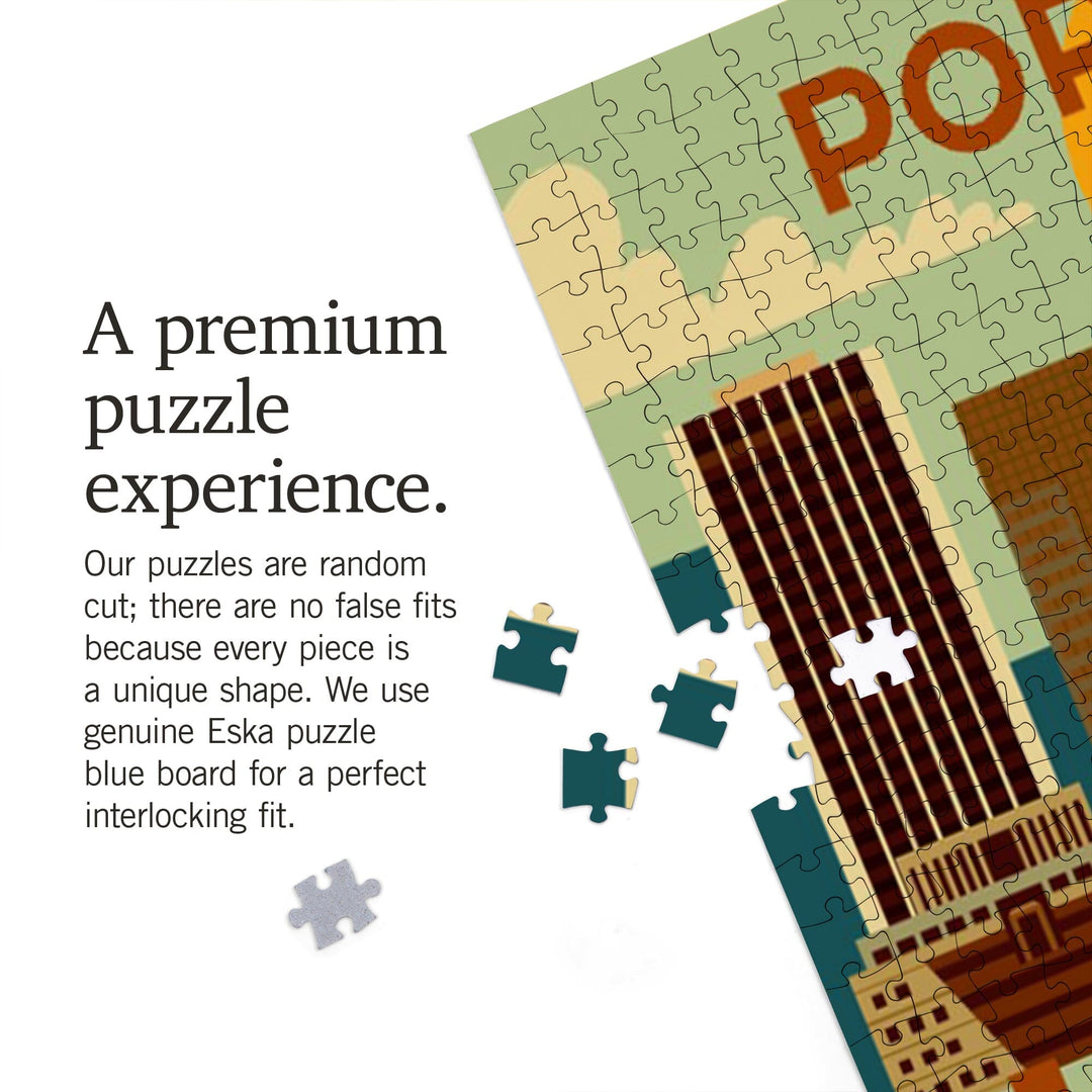 Portland, Oregon, Geometric, Jigsaw Puzzle Puzzle Lantern Press 