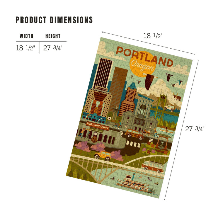 Portland, Oregon, Geometric, Jigsaw Puzzle Puzzle Lantern Press 