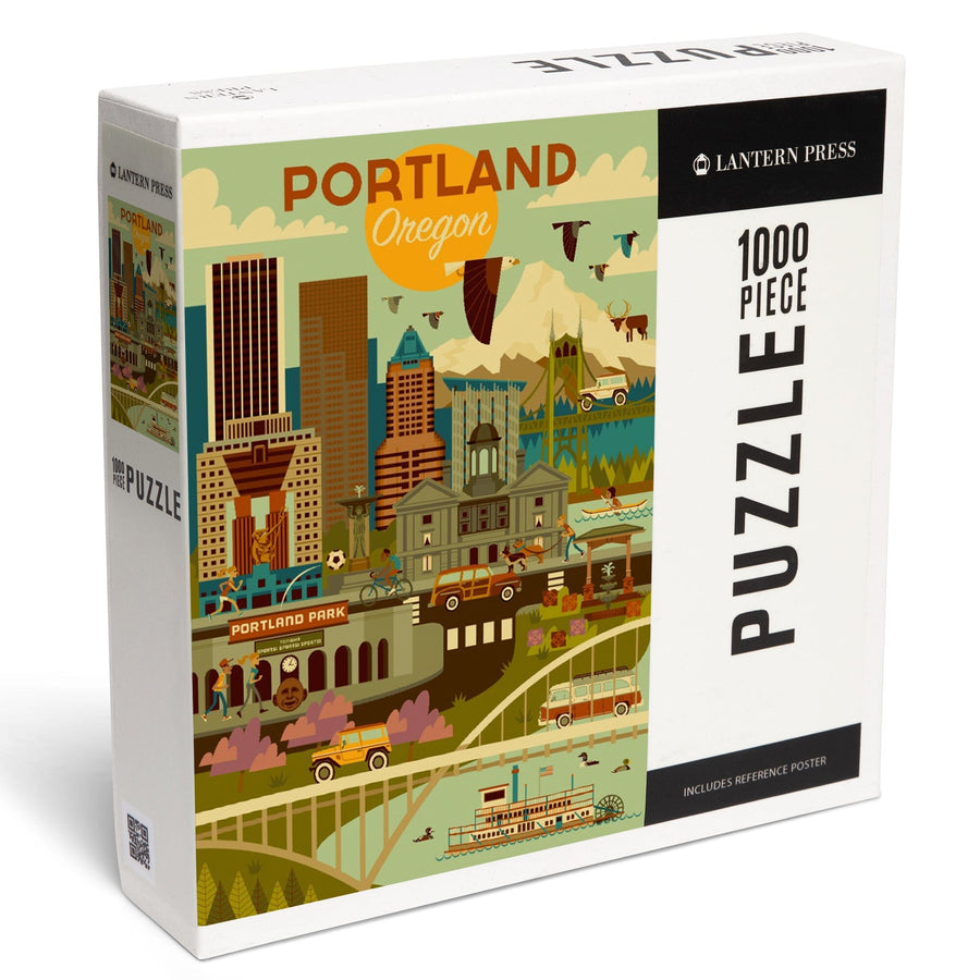 Portland, Oregon, Geometric, Jigsaw Puzzle Puzzle Lantern Press 