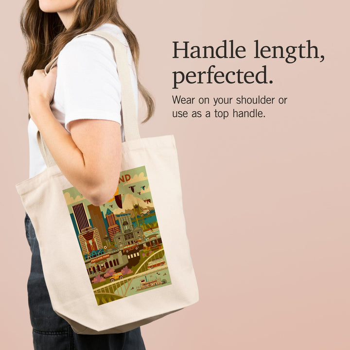 Portland, Oregon, Geometric, Tote Bag Totes Lantern Press 