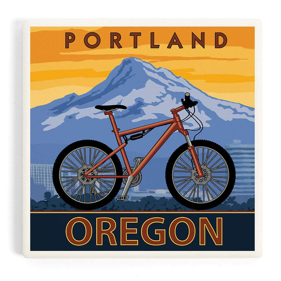 Portland, Oregon, Mountain Bike, Coasters Coasters Lantern Press 