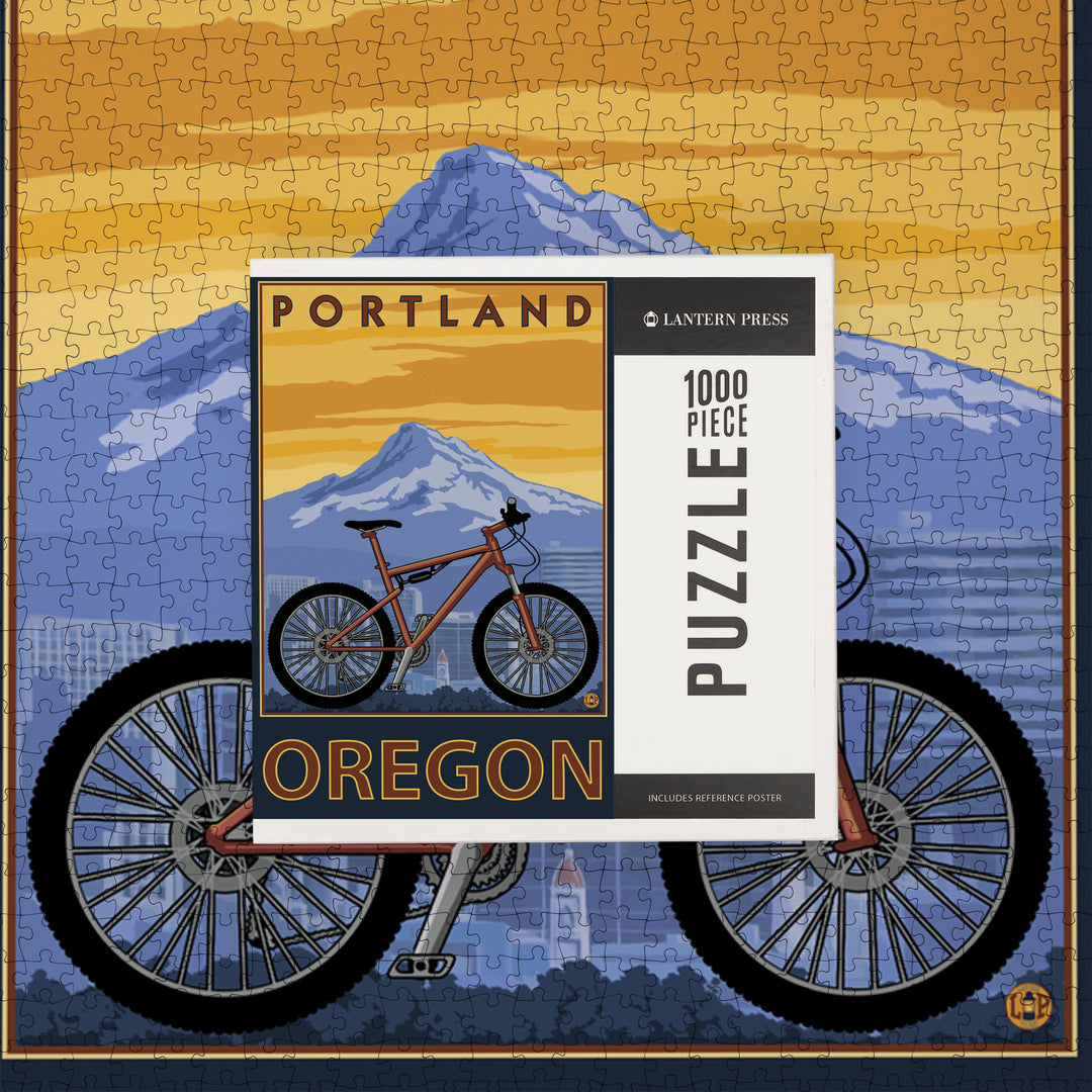 Portland, Oregon, Mountain Bike, Jigsaw Puzzle Puzzle Lantern Press 