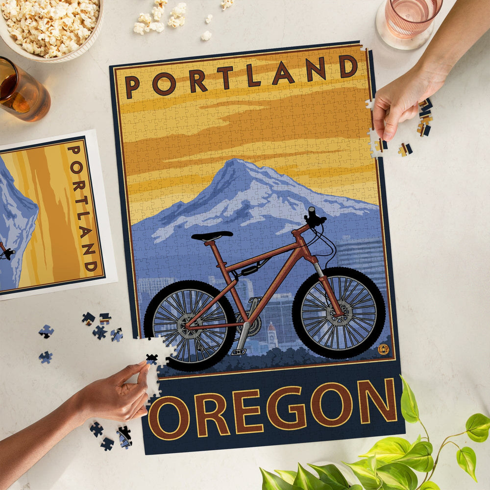 Portland, Oregon, Mountain Bike, Jigsaw Puzzle Puzzle Lantern Press 