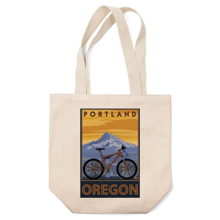 Portland, Oregon, Mountain Bike, Lantern Press Artwork, Tote Bag Totes Lantern Press 