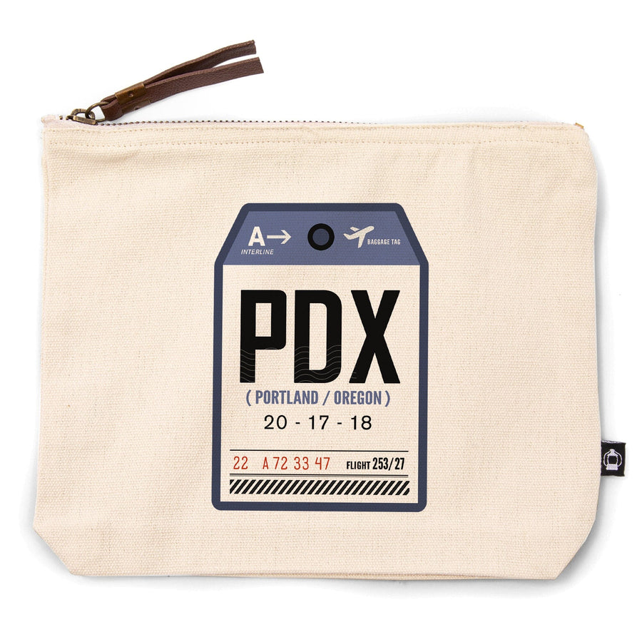 Portland, Oregon, PDX, Luggage Tag,, Organic Cotton Zipper Pouch, Go Bag Go Bag Lantern Press 