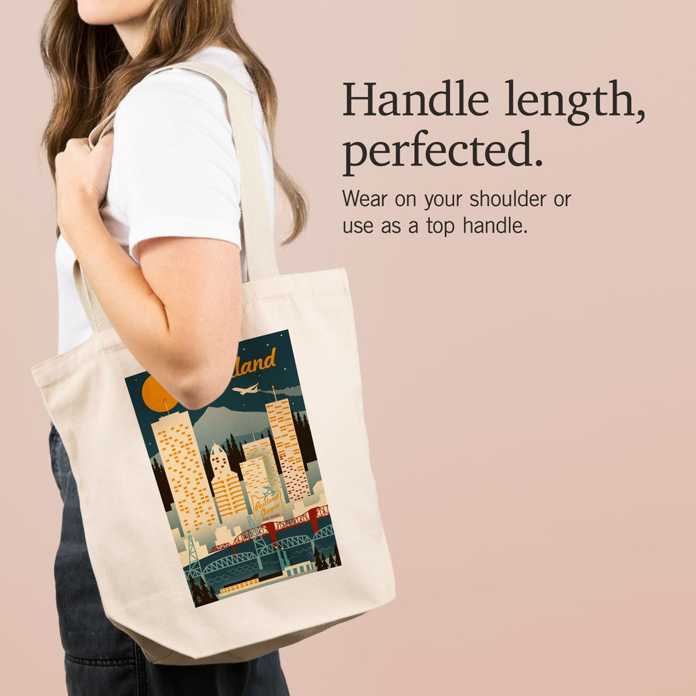 Portland, Oregon, Retro Skyline, Tote Bag Totes Lantern Press 