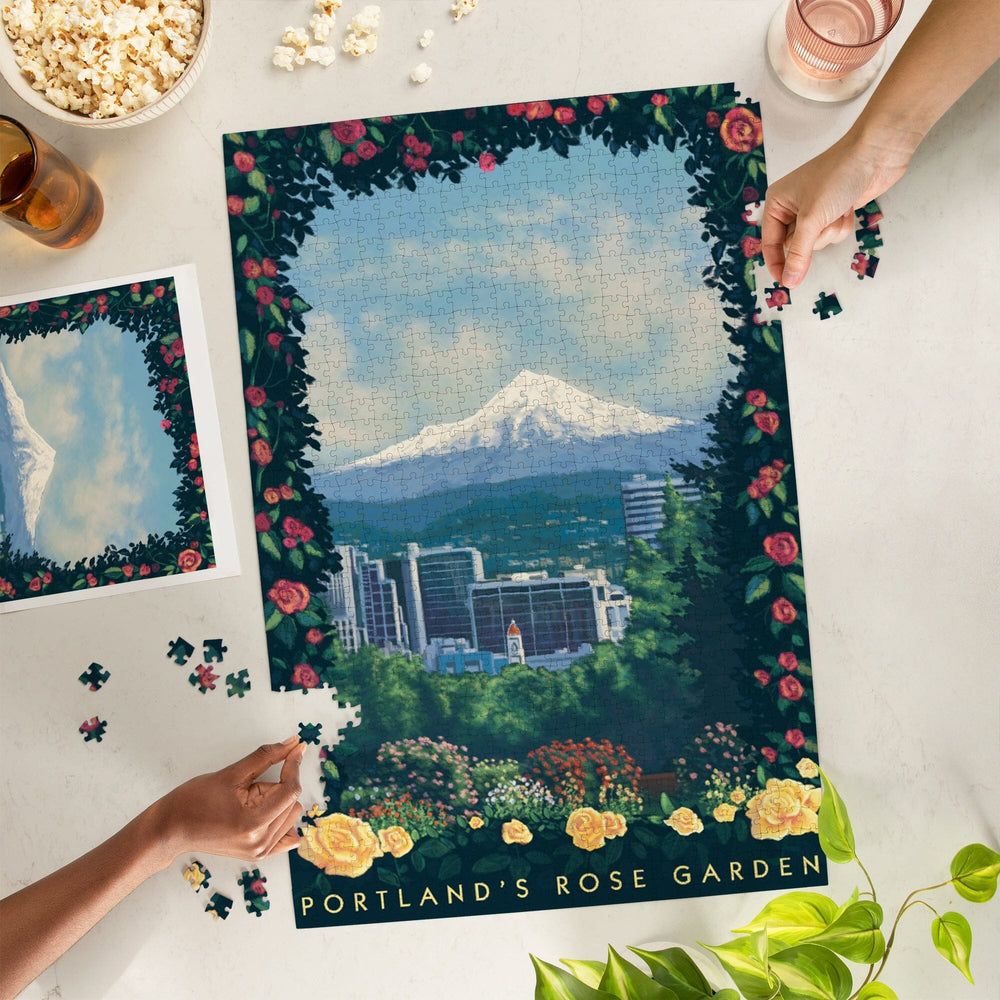 Portland, Oregon, Rose Garden, Artwork, Jigsaw Puzzle Puzzle Lantern Press 
