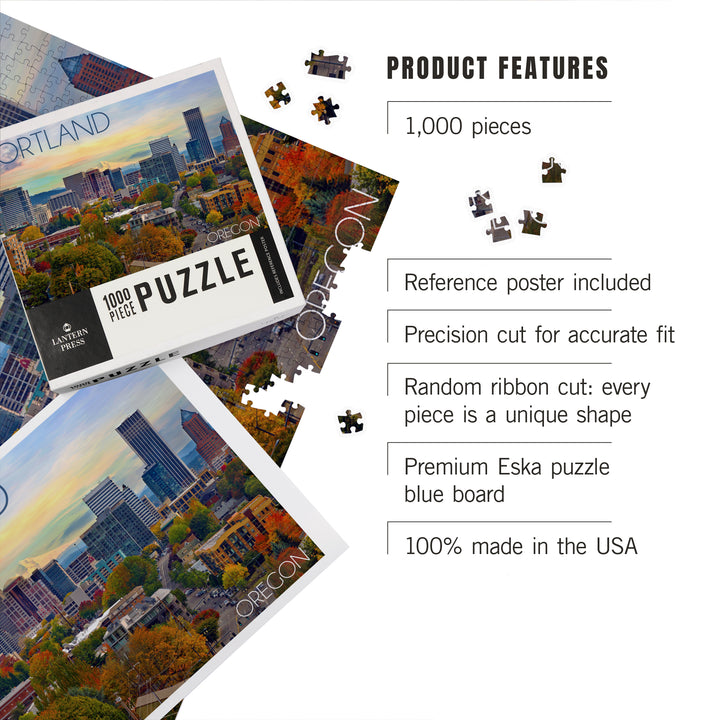Portland, Oregon, Skyline and Mount Hood, Jigsaw Puzzle Puzzle Lantern Press 