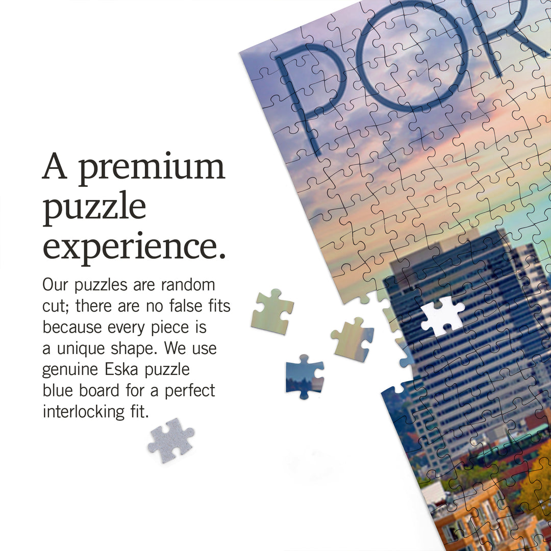 Portland, Oregon, Skyline and Mount Hood, Jigsaw Puzzle Puzzle Lantern Press 