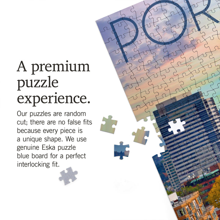 Portland, Oregon, Skyline and Mount Hood, Jigsaw Puzzle Puzzle Lantern Press 
