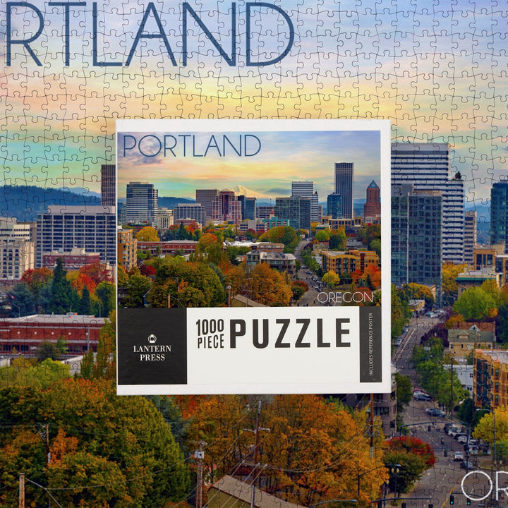 Portland, Oregon, Skyline and Mount Hood, Jigsaw Puzzle Puzzle Lantern Press 