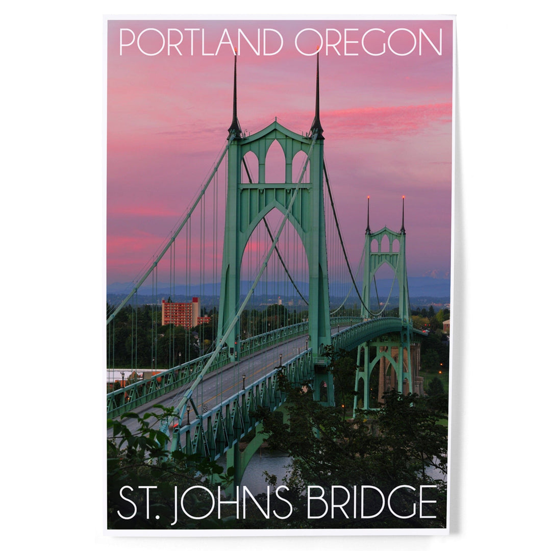Portland, Oregon, St. Johns Bridge Sunset, Art & Giclee Prints Art Lantern Press 