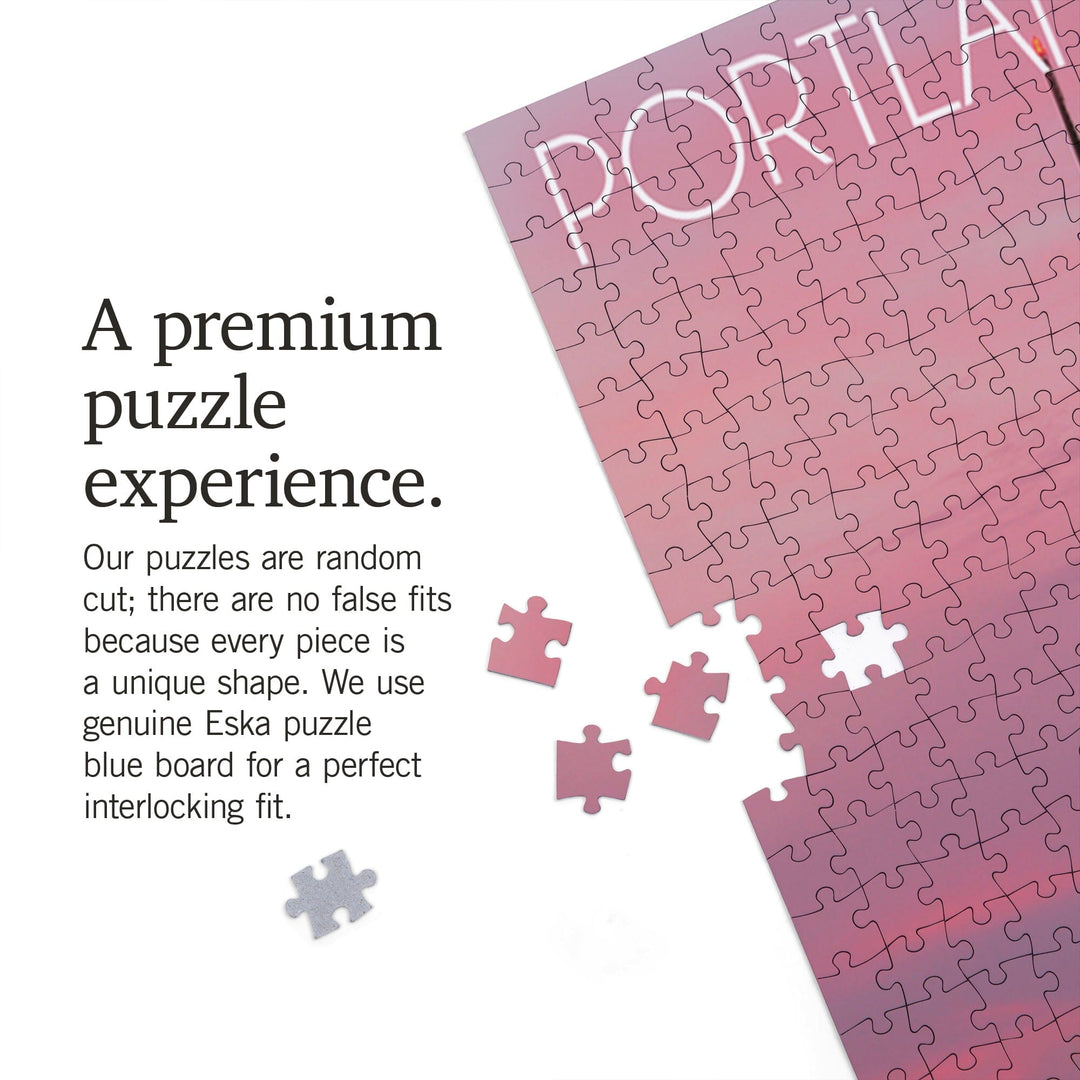 Portland, Oregon, St. Johns Bridge Sunset, Jigsaw Puzzle Puzzle Lantern Press 