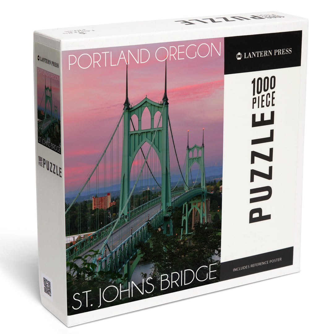 Portland, Oregon, St. Johns Bridge Sunset, Jigsaw Puzzle Puzzle Lantern Press 