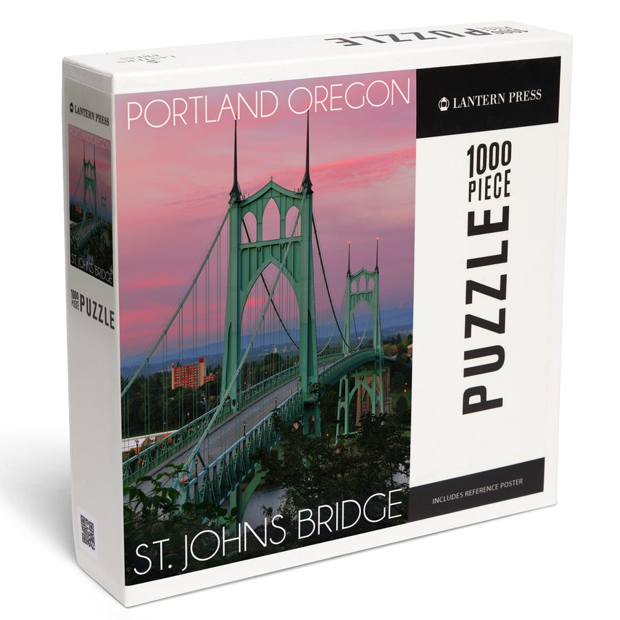 Portland, Oregon, St. Johns Bridge Sunset, Jigsaw Puzzle Puzzle Lantern Press 