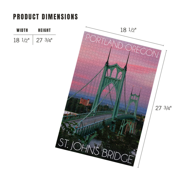 Portland, Oregon, St. Johns Bridge Sunset, Jigsaw Puzzle Puzzle Lantern Press 