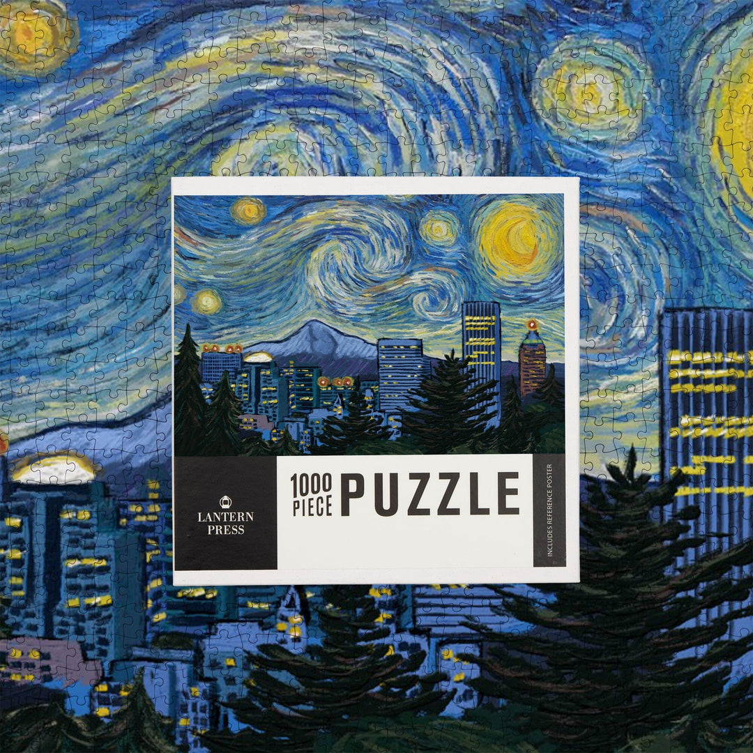 Portland, Oregon, Starry Night City Series, Jigsaw Puzzle Puzzle Lantern Press 