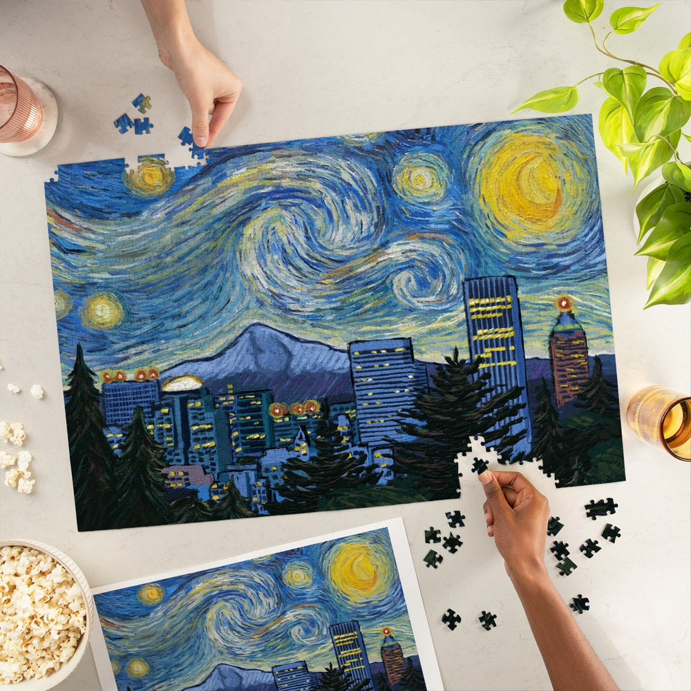 Portland, Oregon, Starry Night City Series, Jigsaw Puzzle Puzzle Lantern Press 