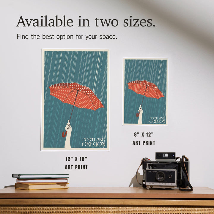 Portland, Oregon, Umbrella, Letterpress, Art & Giclee Prints Art Lantern Press 