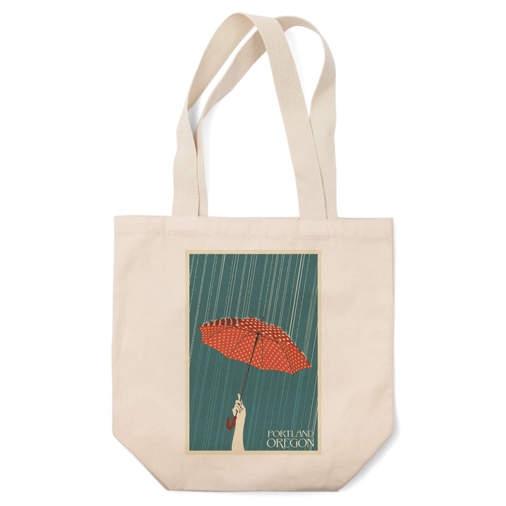 Portland, Oregon, Umbrella, Letterpress, Tote Bag Totes Lantern Press 