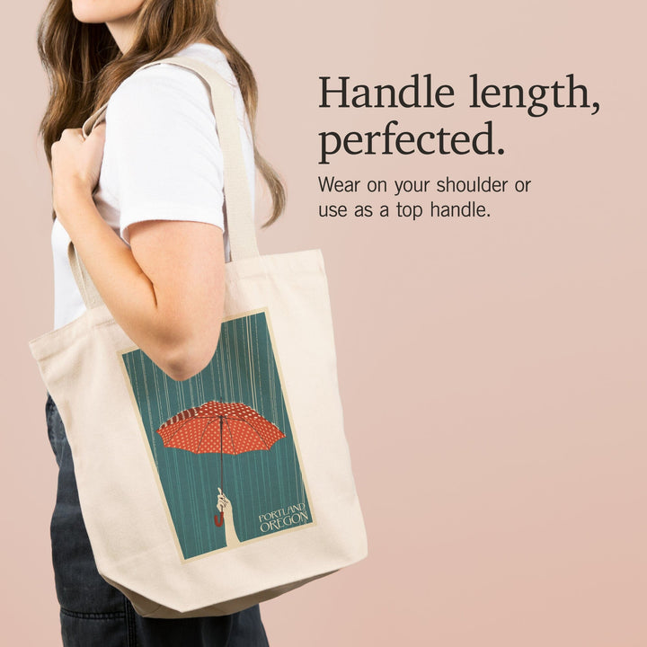 Portland, Oregon, Umbrella, Letterpress, Tote Bag Totes Lantern Press 